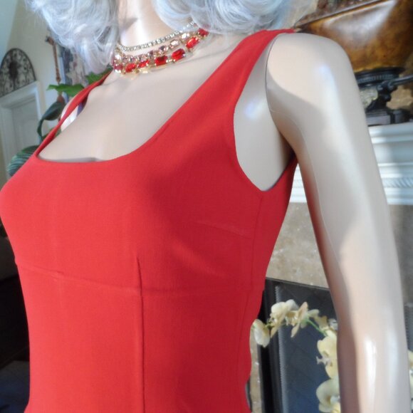 Bergdorf Goodman Scarlet Red Virgin Wool Crepe Sheath Dress Size 2 - Picture 9 of 16